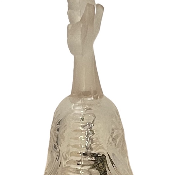 Vtg LaVie Frosted Angel Praying On Clear Glass Bell - Picture 2 of 5